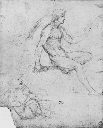 Seated Nude with Child with Lamb by Leonardo da Vinci