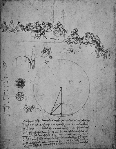 Study for the Last Supper and Mathematical Figures and Calculations by Leonardo da Vinci