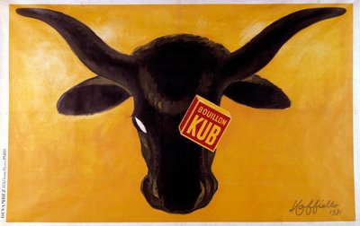 Advertising poster for Kub broth with a head of beef. 1931. Illustration by Leonetto Cappiello (1875-1942) Paris, decorative arts by Leonetto Cappiello
