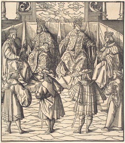Assembly of Four Kings, in the Foreground Four Men by Leonhard Beck