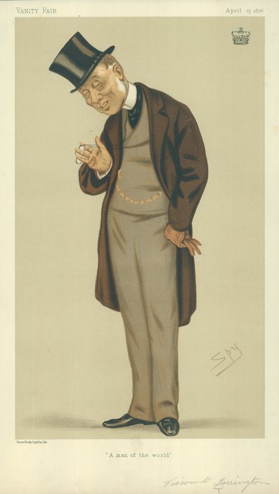Viscount Torrington, A Man of the World, 15 April 1876, Vanity Fair Cartoon by Leslie Matthew Ward