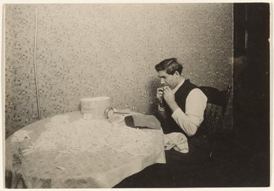 Rolling Cigarettes in N.Y. Tenement [Homework] by Lewis W. Hine