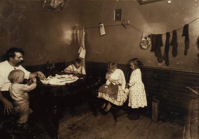 Annie Fedele Working on Crochet in Her Tenement Home, Sommerville, Massachusetts by Lewis Wickes Hine
