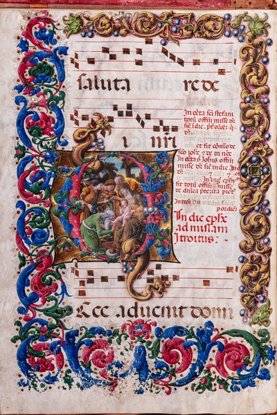 Piccolomini Library: choir book, cod. 19.4, ff. 9v with Adoration of the Magi by Liberale da Verona