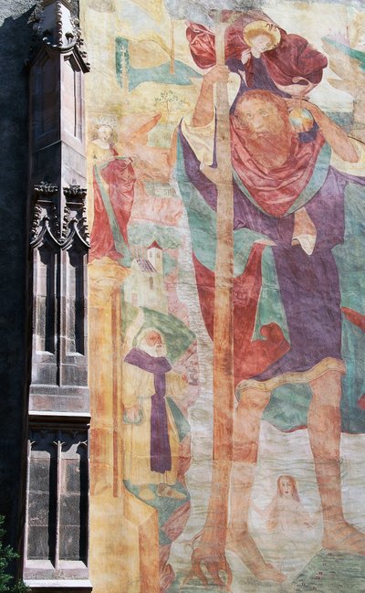 Fresco of St Christopher, St Nicholas Parish Church, Merano by Unbekannt Unbekannt