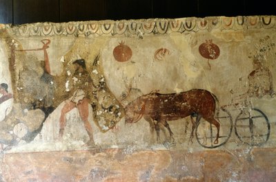 Journey to Underworld, fresco from Necropolis in Andriuolo-Laghetto in Paestum, Campania, Italy, Ancient Greek civilization, Magna Graecia, 4th century BC by Unbekannt Unbekannt