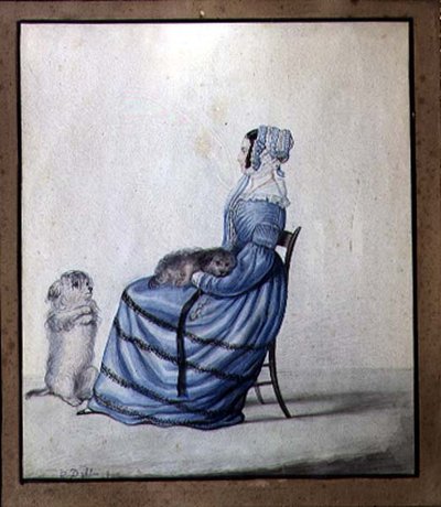Portrait of Marianne Cartwright with her Pet Dogs by Lili Cartwright