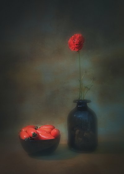 Red Flower Still Life by Liu Xing