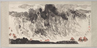 Finger Painting of Landscape with Ships by Liu Zhongdong