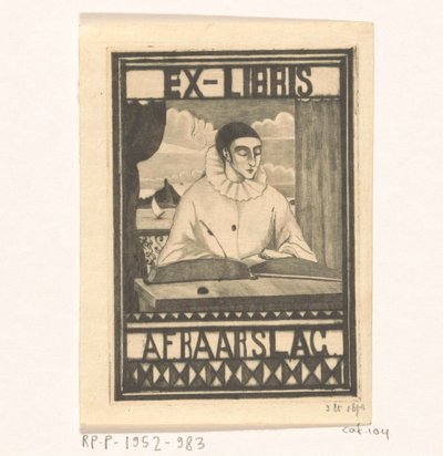 Ex Libris of A.F. Baarslag by Lodewijk Schelfhout (signed by artist)