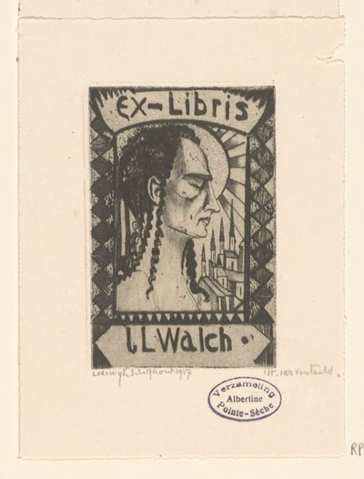 Ex Libris of Jan Walch by Lodewijk Schelfhout (signed by artist)