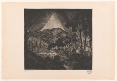 Hilly Landscape with Industry (Evolution) by Lodewijk Schelfhout (signed by artist)