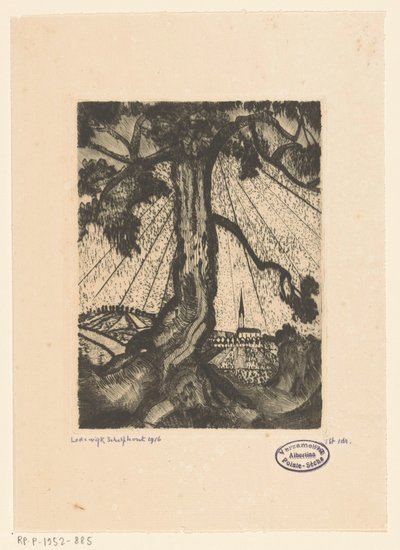 Hill Landscape with Settlement (Le Village I) by Lodewijk Schelfhout (signed by artist)