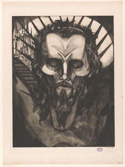 Head of Christ by Lodewijk Schelfhout (signed by artist)