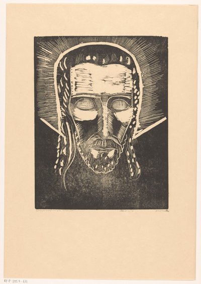 Head of Christ with Halo by Lodewijk Schelfhout (signed by artist)