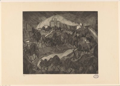 Castle on a Hill Le Château I (original title on object) by Lodewijk Schelfhout (signed by artist)