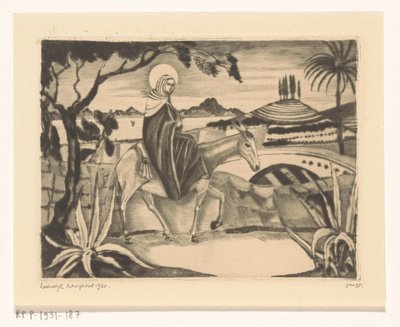 Flight to Egypt by Lodewijk Schelfhout (signed by artist)