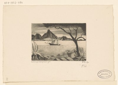 Sailing Ship in a Bay by Lodewijk Schelfhout (signed by artist)