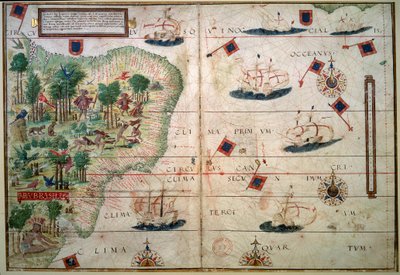 Hydrographic map of Brazil by Lopo Homem