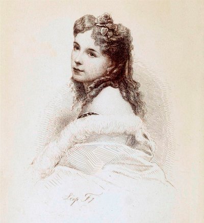 Engraving of Cora Pearl by Leopold Flameng