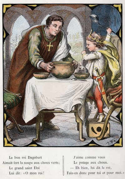 Illustration by Lorenz Frolich for the popular song “The Good King Dagobert”. Edition J. Hetzel. Around 1880 by Lorens Frolich