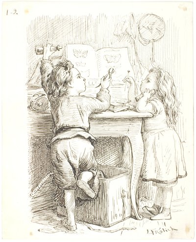 The Two Children Preparing Butterflies by Lorenz Frølich