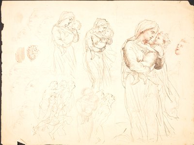 Several Sketches for the Motif "Child on the Arm" by Lorenz Frølich