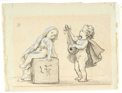 Boy Playing Mandolin for a Girl by Lorenz Frølich