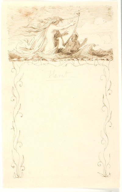 Vignette with Harp-Playing Mermaid; Below Ornamental Framing by Lorenz Frølich