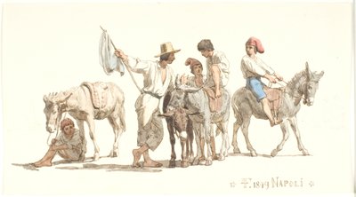 Italians riding donkeys by Lorenz Frølich