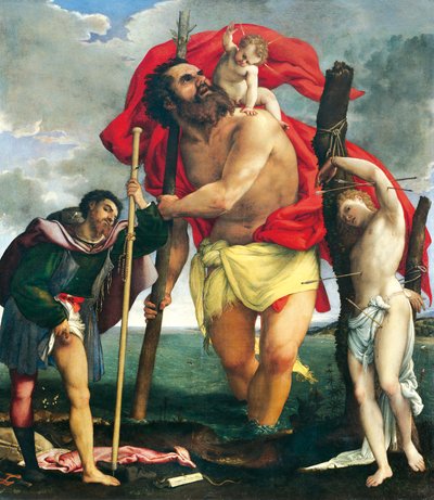 St Christopher Between Saints Rocco and Sebastian by Lorenzo Lotto