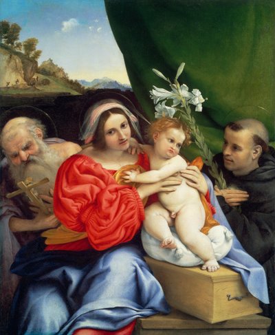 Virgin and Child with Saints Jerome and Nicholas of Tolentino by Lorenzo Lotto