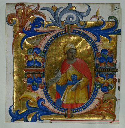 Initial D[eus in loco] with a Prophet Excised from a Gradual by Lorenzo Monaco