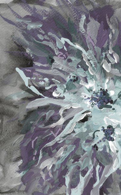 Purple Teal Floral Abstract by Lori Ann Folz