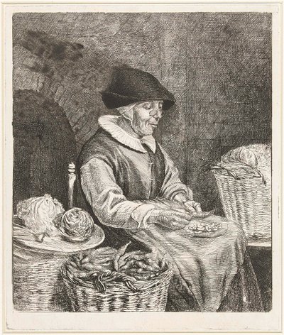 Old Woman Shelling Beans by Louis Bernard Coclers