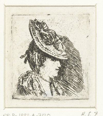 Head Study of a Young Woman with a Hat by Louis Bernard Coclers