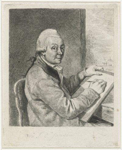 Portrait of the Artist Johannes Janson, Drawing by Louis Bernard Coclers