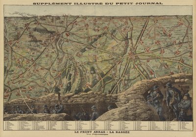 Panoramic view of the sector of the Western Front between Arras and La Bassee, France, World War I by Louis Charles (after) Bombled