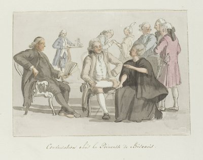 Members of the Travel Party in Conversation with the Princess of Biscaris (Voyage en Italie, en Sicile et à Malte - 1778) by Louis Ducros