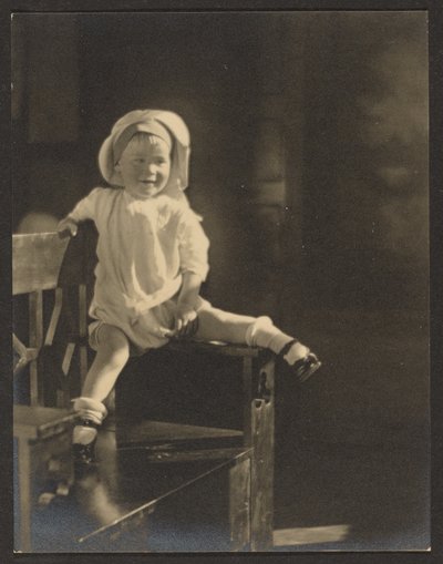 Baby Seated on Bench by Louis Fleckenstein