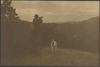 Hiker Looking Through Telescope by Louis Fleckenstein