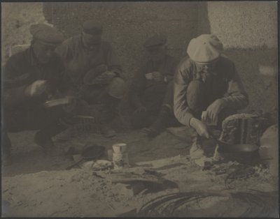 Men Around Campfire by Louis Fleckenstein