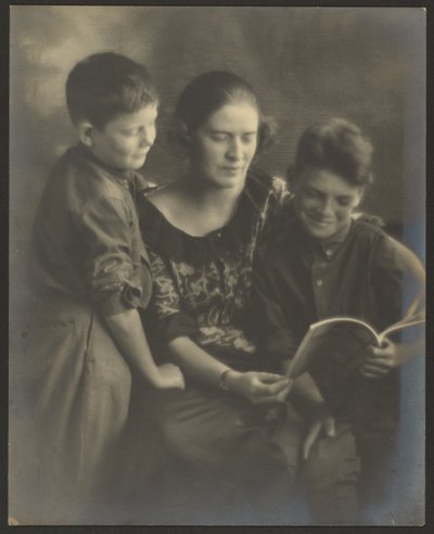 Mother and Sons with Book by Louis Fleckenstein
