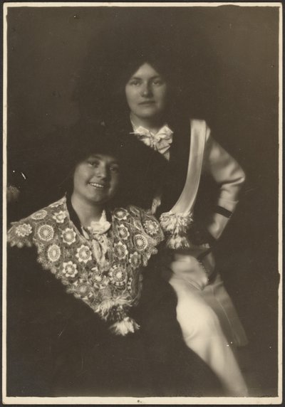 Portrait of Two Women in Ornate Outfits by Louis Fleckenstein