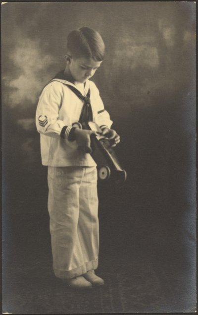 Portrait of a Boy in Sailor Suit with Toy Car by Louis Fleckenstein