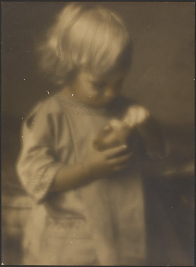 Portrait of a Child Holding an Apple by Louis Fleckenstein