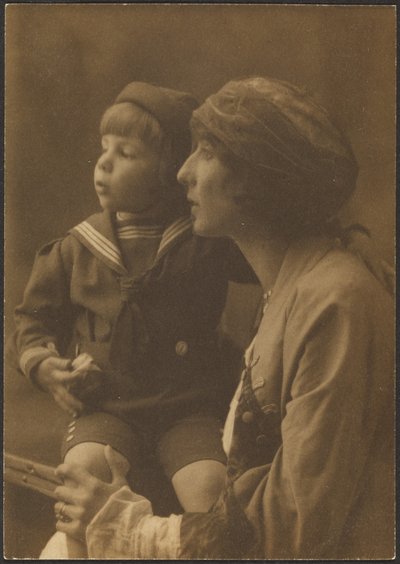 Portrait of a Mother and Child in Sailor Suit by Louis Fleckenstein