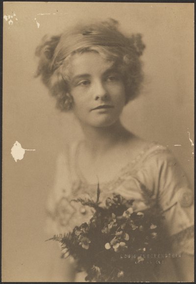 Portrait of a Woman Holding Bouquet with Fern by Louis Fleckenstein