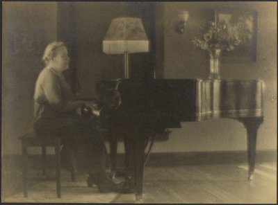 [Portrait of a Woman Seated at the Piano] by Louis Fleckenstein