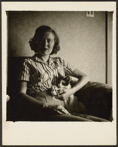 Woman in Chair with Cat by Louis Fleckenstein